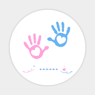 Twin baby girl and boy hand print arrival Magnet